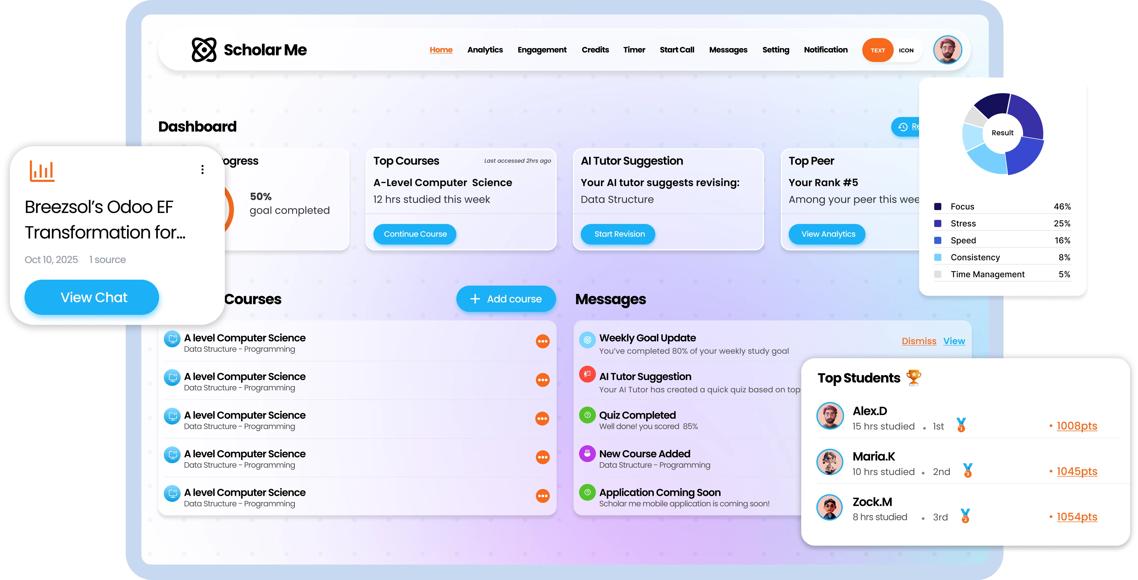Scholar Me dashboard preview